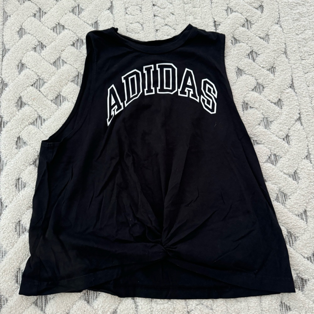 Black Adidas front knot tank top